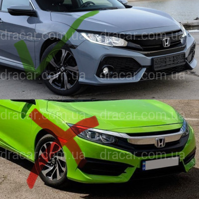 Решітка радіатора SI для Honda Civic 4D тІльки SI / 5D 2016 - з віями, чорний колір (без емблеми) артикул 6968