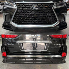 Комплект обвісу Lexus LX570 2015-2022 стиль 2021 (спідниця передня та задня, решітка) КОЛІР ЧОРНИЙ 218