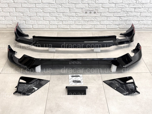 Обвіс ONYX BLACK Toyota Land Cruiser Prado 150 2018-2023 колір чорний 202, спідниця передня, задня, накладки птф артикул 8888