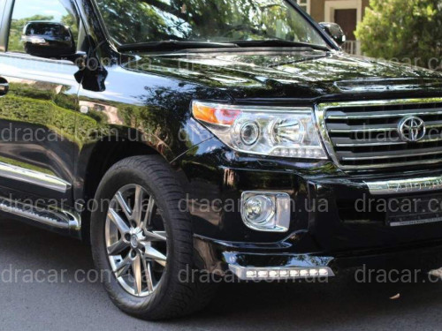 Обвіс переднього бампера Urban Sport з діодами Land Cruiser 200 рестайлінг 2012+, колір чорний 202 артикул 3764