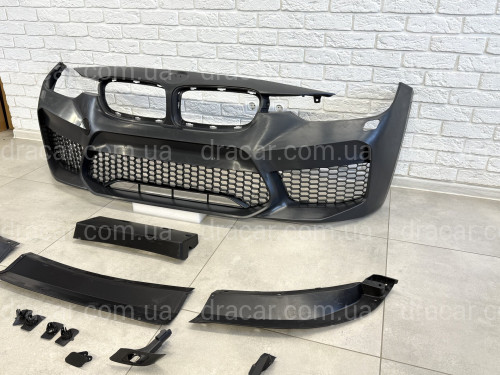 Передній бампер у зборі в стилі M5 F90 для BMW 3 Series F30 F31 2012-2018 (під омивачі / без отворів під парктроніки) артикул 8959