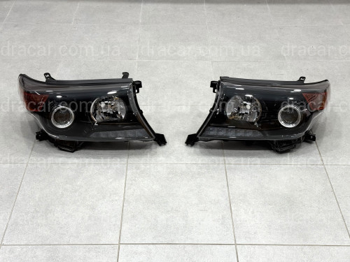 Фари рестайлінг Toyota Land Cruiser 200 2007- 2015 BROWNSTONE чорні 2007-2015 2шт. артикул 9008