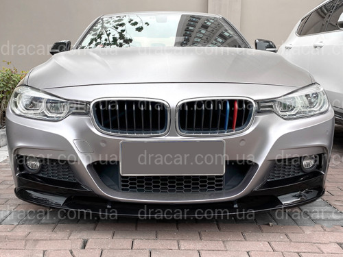 Спідниця переднього бампера спідниця M performance BMW 3 series F30 F31 2012-2018 абс пластик, чорний глянець артикул 3303
