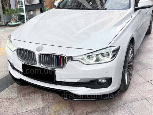Накладка губа переднього бампера BMW 3 series F30 F31 2012-2018 абс пластик, чорний глянець артикул 1905