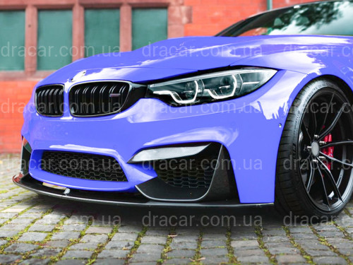 Спідниця переднього бампера BMW M4 F81 F82 F83 абс пластик, чорний глянець артикул 4496