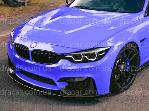Спідниця переднього бампера BMW M4 F81 F82 F83 абс пластик, чорний глянець артикул 4496