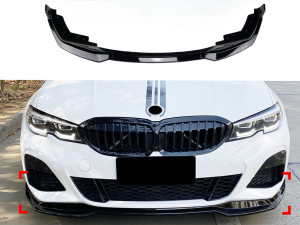 Накладка переднього бампера M-Performance BMW 3 series G20 G21 2018-2022 ABS пластик, колір чорний глянець