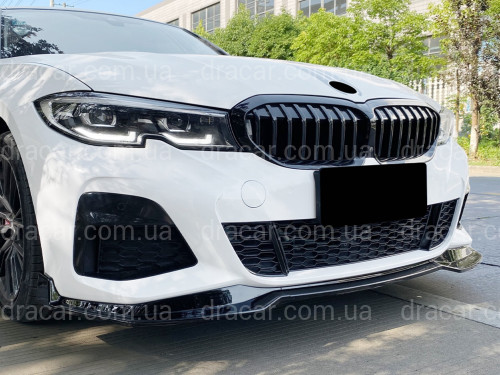 Накладка переднього бампера M-Performance BMW 3 series G20 G21 2018-2022 ABS пластик, колір чорний глянець артикул 6681