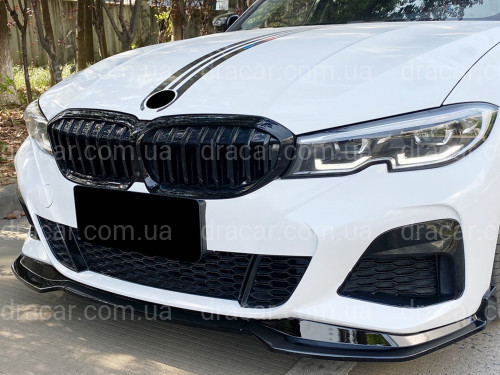 Накладка переднього бампера M-Performance BMW 3 series G20 G21 2018-2022 ABS пластик, колір чорний глянець артикул 6681