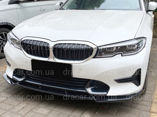 Накладка переднього бампера BMW 3 series G20 G21 2018-2022 ABS пластик, колір чорний глянець артикул 6533