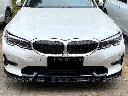 Накладка переднього бампера BMW 3 series G20 G21 2018-2022 ABS пластик, колір чорний глянець артикул 6533