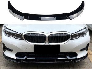 Накладка переднього бампера BMW 3 series G20 G21 2018-2022 ABS пластик, колір чорний глянець
