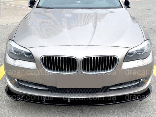 Спідниця накладка переднього бампера BMW 5 series F10 F11 2010-2013 ABS пластик, колір чорний глянець артикул 6389