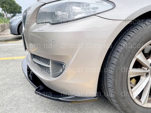 Спідниця накладка переднього бампера BMW 5 series F10 F11 2010-2013 ABS пластик, колір чорний глянець артикул 6389
