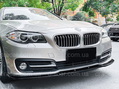 Спідниця накладка переднього бампера BMW 5 series F10 F11 LCI 2013-2016 ABS пластик, колір чорний глянець артикул 6736