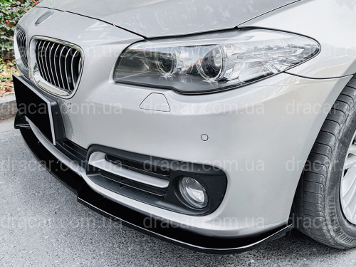 Спідниця накладка переднього бампера BMW 5 series F10 F11 LCI 2013-2016 ABS пластик, колір чорний глянець артикул 6736