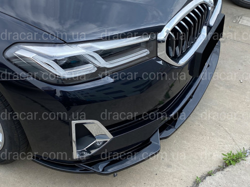 Спідниця накладка переднього бампера BMW 5 series G30 G31 LCI 2020-2023 ABS пластик, чорний глянець артикул 9083