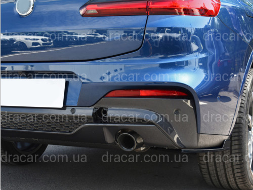 Леза накладки заднього бампера M-Performance BMW X4 G02 2018-2022 2шт. ABS пластик, чорний глянець артикул 5767