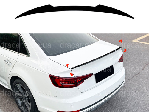 Спойлер ліп стиль M4 для Audi A4 B9 2015-2023 ABS пластик, колір чорний глянець артикул 9114