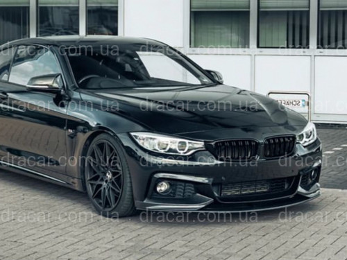 Спідниця переднього бампера M performance BMW 4 series F32 F33 F36 2013-2020 ABS пластик, чорний глянець артикул 4503