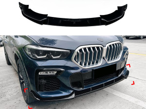Спідниця переднього бампера M-Perfomance для BMW X6 G06 2019-2022 ABS пластик, чорний глянець