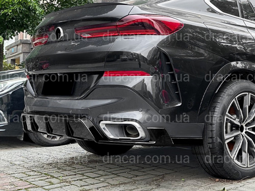 Спідниця накладка бампера заднього M Performance BMW X6 G06 2019+ ABS пластик, колір чорний глянець артикул 9134