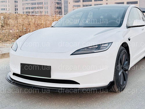 Накладка переднього бампера для Tesla Model 3 2025- ABS пластик, колір чорний глянець артикул 9104