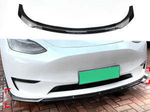 Накладка переднього бампера Maxton Design для Tesla Model Y 2020-2024 ABS пластик, колір чорний глянець