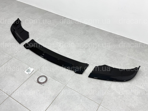 Спідниця накладка переднього бампера BMW 5 series F10 F11 LCI 2013-2016 ABS пластик, колір чорний глянець артикул 6736