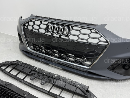 Бампер передній у зборі S-Line CHROME для Audi A4 B9 2020-2023 артикул 9443