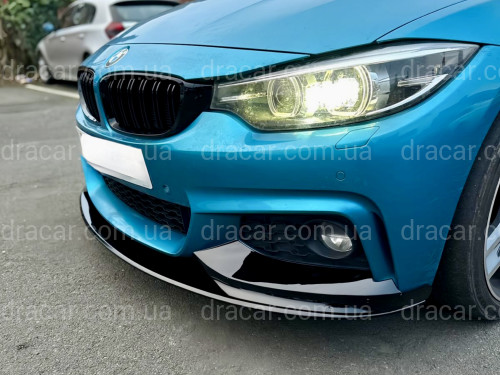 Спідниця переднього бампера M Paket для BMW 4 series F32 F33 F36 2013-2020 ABS пластик, чорний глянець артикул 4509