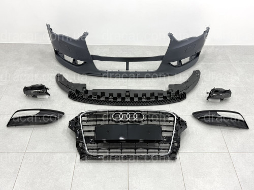 Бампер передній у зборі S-Line BLACK для Audi A3 ХЕТЧБЕК 2014-2017 артикул 9520