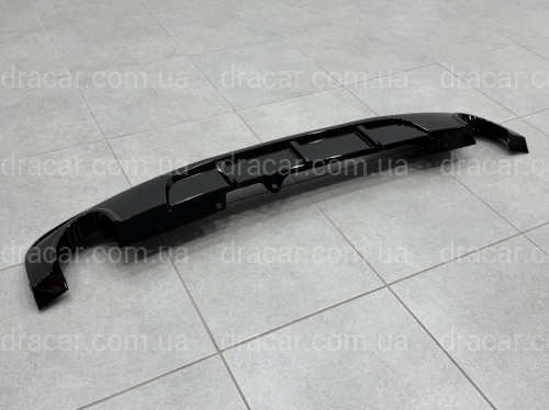 Дифузор накладка заднього бампера M-Performance BMW 5 series F10 2010-2016 під дві одинарні вихлопні труби 0---0, чорний глянець артикул 9489