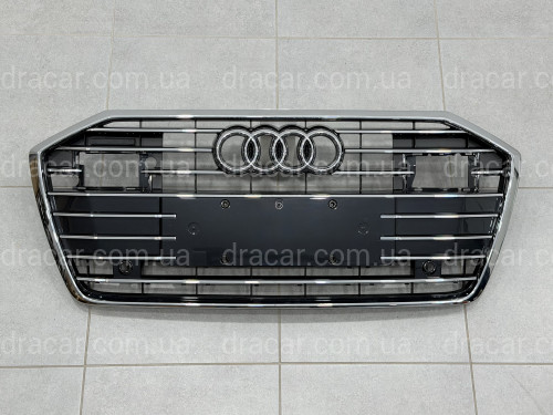 Решітка радіатора ПІД РАДАРИ Audi A6 C8 2018+ темно-сіра з хромом артикул 8618