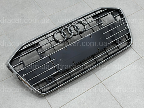 Решітка радіатора ПІД РАДАРИ Audi A6 C8 2018+ темно-сіра з хромом артикул 8618
