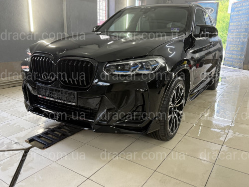 Юбка переднього бампера M-Performance LCI для BMW X3 G01 / X4 G02 2022-2024 ABS пластик, чорний глянець артикул 9611
