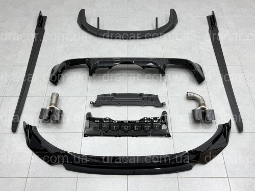 Комплект обвісу M-Performance (юбка, дифузор, леза, спойлер, труби) для BMW X3 G01 2018-2021, колір чорний глянець артикул 9608