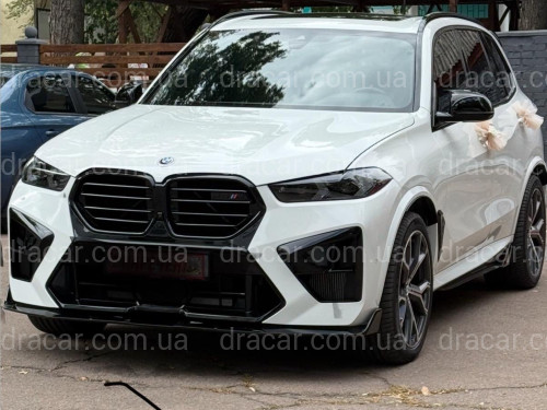 Спідниця накладка переднього бампера BMW X5M G05 F95 2023+ ABS пластик, чорний глянець артикул 10170