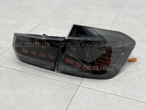 Задні LED ліхтарі стиль M4 для BMW 3 series F30 2012-2018 димчасті, комплект 4шт. артикул 10110