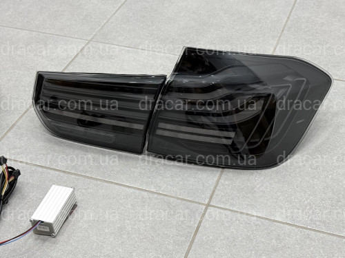 Задні LED ліхтарі стиль CSL для BMW 3 series F30 2012-2018 димчасті, комплект 4шт. артикул 10115
