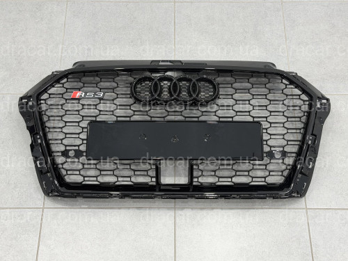 Решітка радіатора стиль RS3 BLACK ПІД РАДАР для Audi A3 2017-2020 артикул 10349