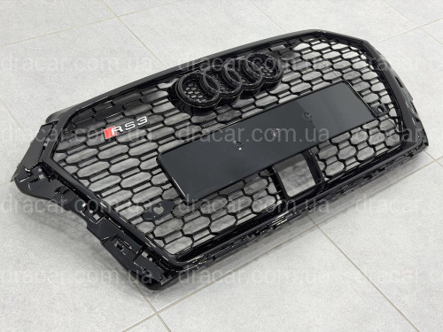 Решітка радіатора стиль RS3 BLACK ПІД РАДАР для Audi A3 2017-2020 артикул 10349