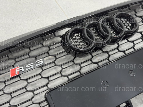 Решітка радіатора стиль RS3 BLACK ПІД РАДАР для Audi A3 2017-2020 артикул 10349