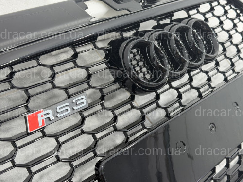Решітка радіатора стиль RS3 BLACK для Audi A3 2017-2020 артикул 10351