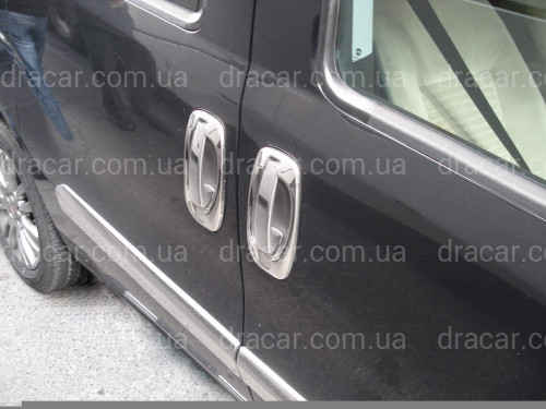 Хромовані накладки ручок з окантовкою Fiat Fiorino / Qubo 2008 / Citroen Nemo / Peugeot Bipper / Doblo 2010 - (нержавіюча сталь) 8 частин артикул 1868