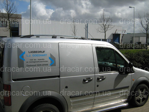 Рейлінги на дах із пластиковими кріпленнями Ford Transit Connect / Tourneo 2004-2014 КОРОТКА БАЗА, під хром (полірований алюміній) артикул 2241