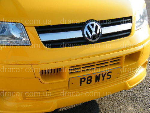 Хром накладка на решітку радіатора Volkswagen T5 Transporter 2003-2009 (нержавіюча сталь) 2шт. артикул 1034